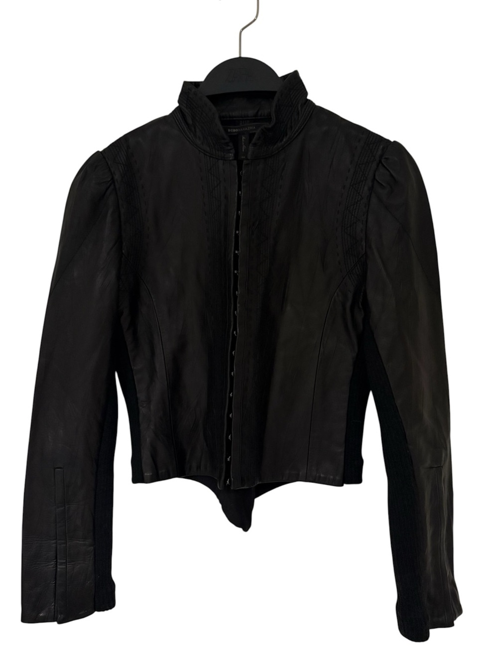 BCBGMaxAzria Soft Leather Jacket With Stitch Details